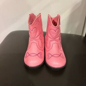 Pink Heart Embroidered Cowboy Boots